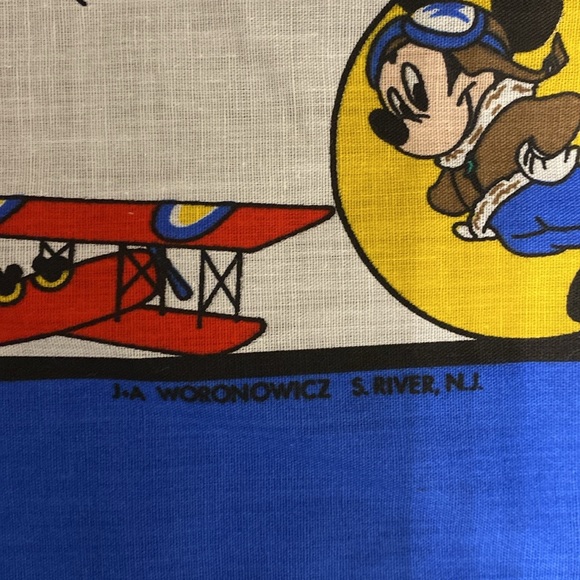 J. A. Woronowicz 22” x 21.5” Pilot Mickey Mouse Airplane Aviator Bandana Scarf - Picture 4 of 7